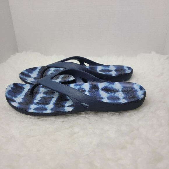 Crocs Kadee  Flip Flop Sandals Womens Size 9 Comfort Tie Dyed Blue - Picture 2 of 10